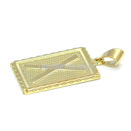 Fashion pendant X pattern square shaped gold plated pendants wholesale jewelry finding brass square shape nickel-free lead-safe