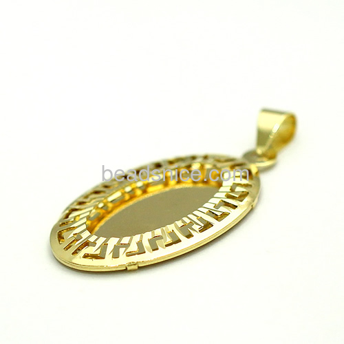 Hollow pendant photo locket pendants charms wholesale pendant jewelry accessory brass oval shape DIY nickel-free lead-safe