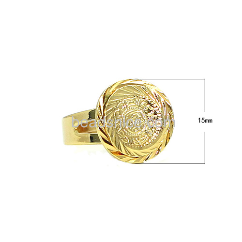 Rings jewelry coin ring for men new style adjustable rings wholesale fashionable jewelry findings brass nickel-free lead-safe