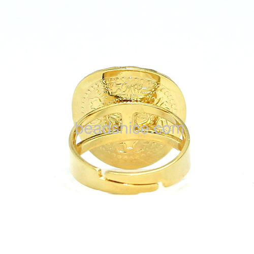 Latest golden ring designs men coin rings wholesale fashionable jewelry accessories brass 24k real gold plated