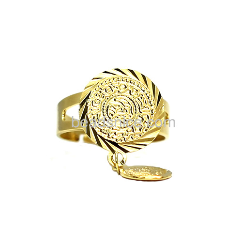 Charm coin ring personalized rings with small pad wholesale fashion jewelry findings brass nickel-free lead-safe