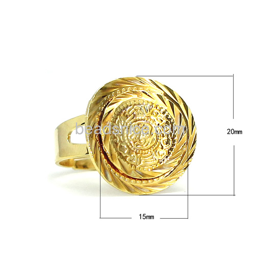 Charm men coin rings unique coin ring concave surface wholesale rings jewelry findings brass nickel-free lead-safe