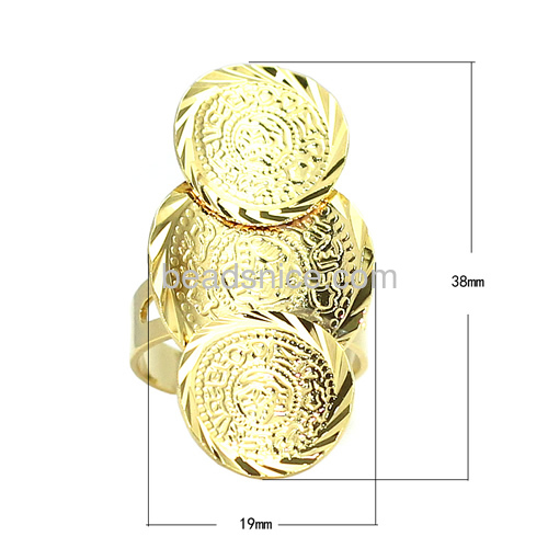 Gold filled wedding coin adjustable rings wide round coins ring wholesale jewelry findings brass nickel-free lead-safe
