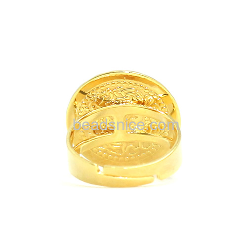 Rings jewelry Arabic coin ring adjustable coin rings wholesale fashion jewelry findings brass wide round nickel-free lead-safe
