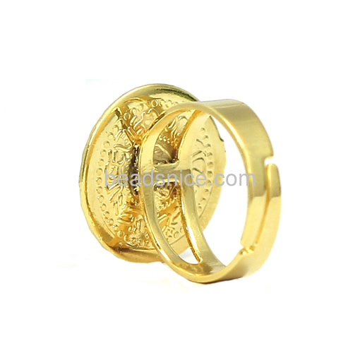 Rings jewelry fashionable personalized coin rings adjustable wholesale jewelry making supplies brass wide round nickel-free lead