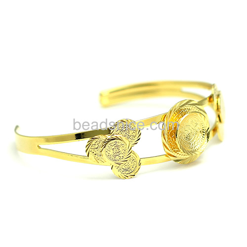 Coins Bangle Brass bracelet,24 K Real Gold Plated