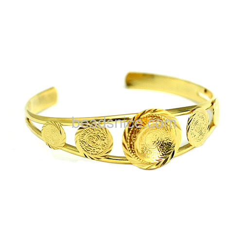 Brass Coin Bracelet, 24 K Real Gold Plated
