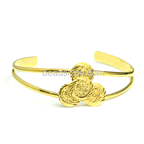 24K Real Gold Plated Brass Coin Disc bracelet