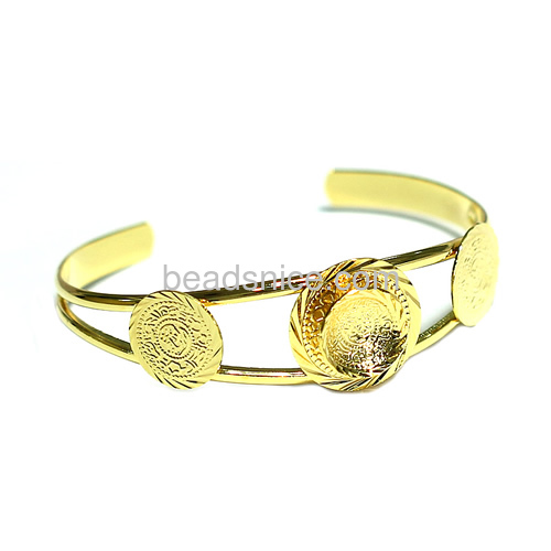 Brass Coin bracelet, 24K Real Gold Plated