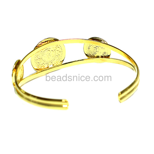 Brass Coin bracelet, 24K Real Gold Plated