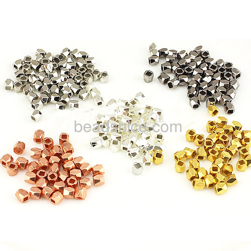 Faceted metal nugget beads faceted square cube beads