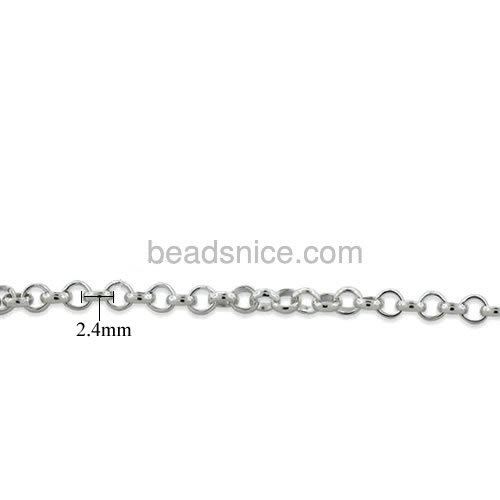 Silver rolo chain for necklaces bracelet wholesale chain jewelry findings sterling silver nickel-free approx 13.1g per m