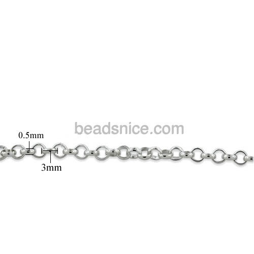 Silver chain rolo chain link wholesale fashionable jewelry chain sterling silver nickel-free lead-safe approx 23.4g per m