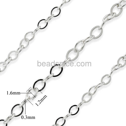 Flat cable chain fashion silver chain wholesale jewelry findings sterling silver nickel-free approx 3.3g per m