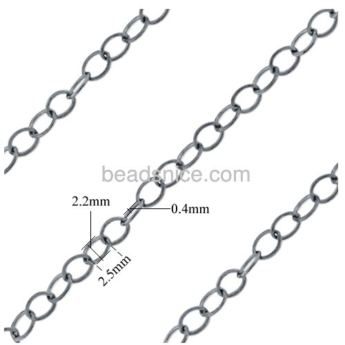 Silver cable chain oxidized oval chains link wholesale jewelry accessory sterling silver nickel-free approx 6.9g per m