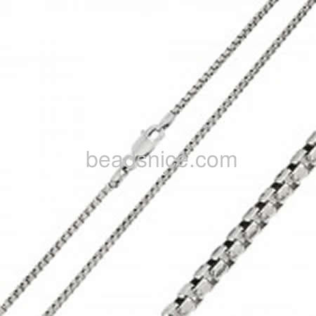 Sterling silver chain rounded box link chain for necklace bracelet wholesale jewelry findings nickel-free approx 5g per m