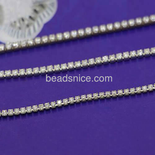 Silver rhinestone cup chain nonporous wholesale fashion jewelry findings sterling silver DIY nickel-free approx 8.04g per m