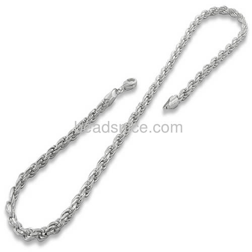 Rope chain twisted link chain wholesale fashion jewelry findings sterling silver nickel-free approx 2.76g per m