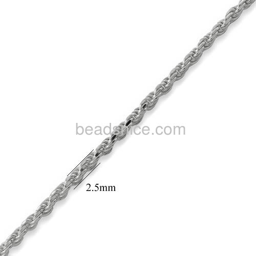 Fashion jewelry chain rope chain twisted chain link for necklace wholesale jewelry findings sterling silver approx 10.2g per m