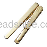 Vacuum real gold plating, More than 2 microns thick, Tie Clips,Brass,Flat round,