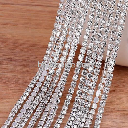 Silver rhinestone cup chain nonporous wholesale fashion jewelry findings sterling silver DIY nickel-free approx 8.04g per m