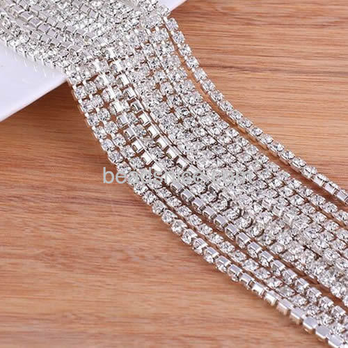 Silver chain rhinestone cup chain without hole sparkle style wholesale jewelry findings sterling silver DIY approx 17g per m