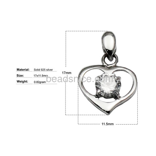 925 Sterling silver heart charm valentines day gift for lovers