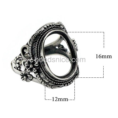 Vintage rings base silver finger rings blank flower ring wholesale fashion jewelry findings sterling silver nickel-free DIY