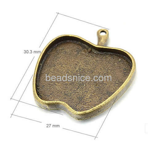 Zinc Alloy Apple Shape Pendant,inner diameter: 25mm,Hole About:1.87mm,Nickel-Free,Lead-Safe,