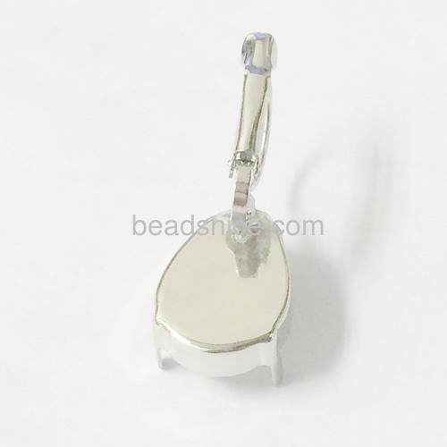 Brass Earring Oval Pendant Trays ，Lead-Safe,Nickel-Free,