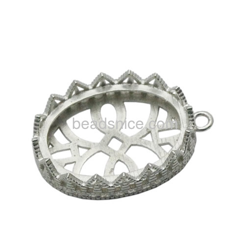 Silver pendant trays oval frame pendants wholesale fashion jewelry settings sterling silver nickel-free DIY