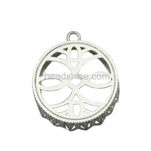 925 sterling silver pendant base round cabochons pendant tray hollow design wholesale jewelry accessories DIY