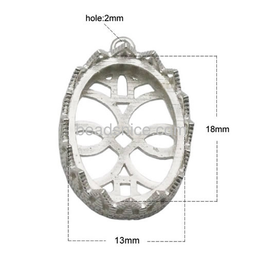 Silver pendant base hollow design wholesale jewelry findings sterling silver nickel-free DIY crown