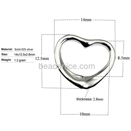 sterling silver heart charm 925 jewelry findings making charm bracelets