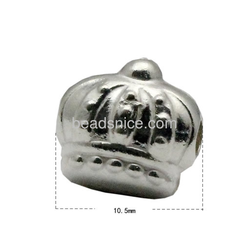 Sterling silver King crown beads handmade spacer beads large hole beads bracelet charms