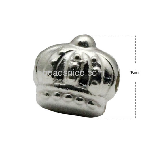 Sterling silver King crown beads handmade spacer beads large hole beads bracelet charms