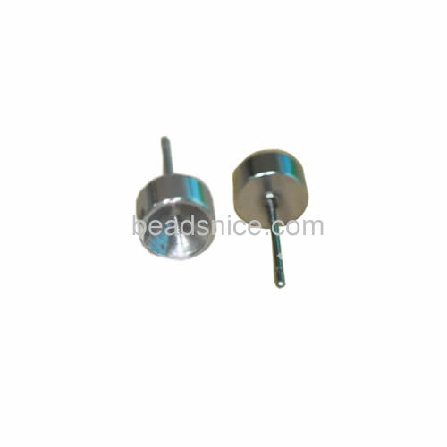 Rhinestone base metal ear post with cup stainless steel