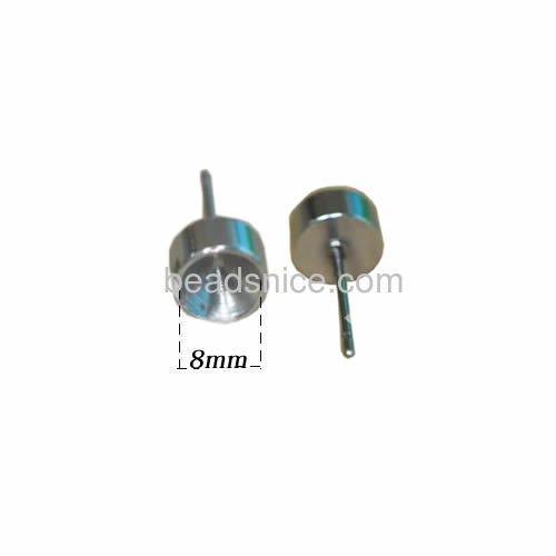 Rhinestone base metal ear post with cup stainless steel
