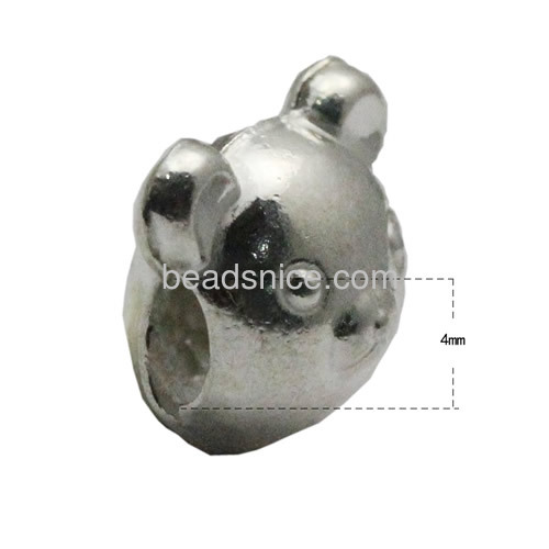 Sterling silver beads bear shaped charm beads accessories for jewelry making handmade gift for her