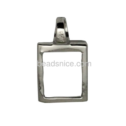 Pure silver pendant setting rectangle silver pendant component diy for fine jewelry making gift for women