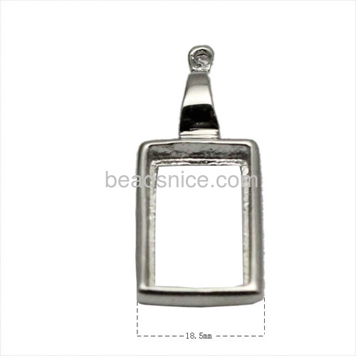 Classic silver pendant setting rectangle silver pendant sliver component diy fine jewelry making gift for women