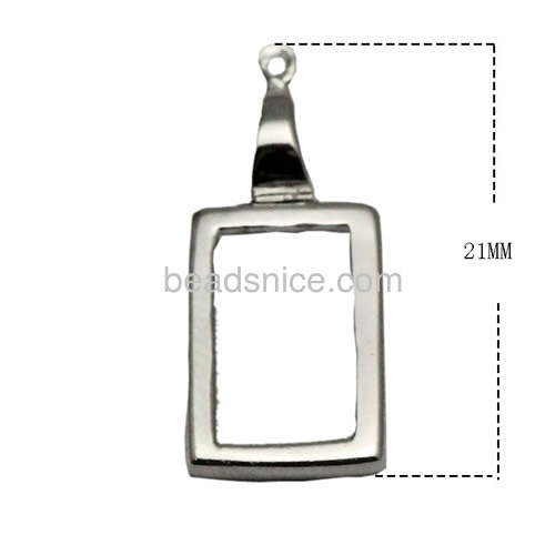 Classic silver pendant setting rectangle silver pendant sliver component diy fine jewelry making gift for women