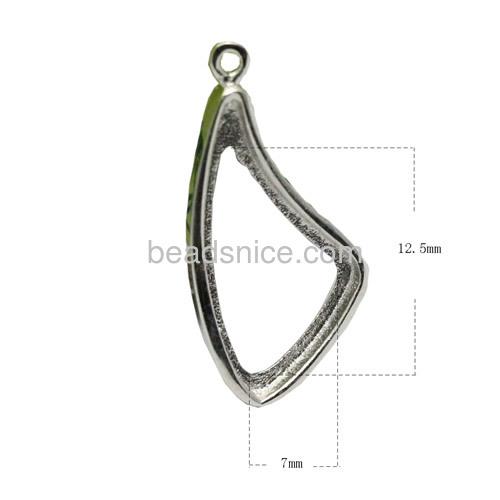 Pure silver pendant setting fashion triangular arc style pendant nacklace component for findings jewelry making gift for women