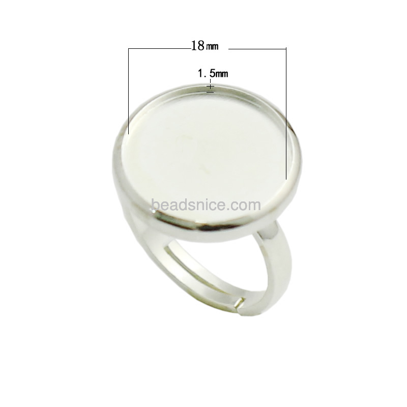 925 Solid sterling silver ring bezel cup base round