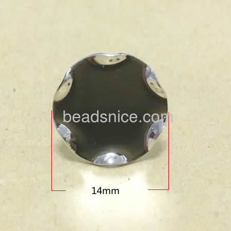 Findings for earrings, flat pad, without earnut,Nickel-Free, rack plating,