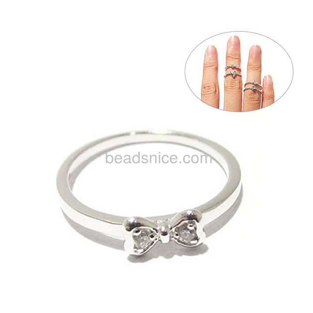 Sterling silver ring  Bow Ribbon Knot Top of Finger Over The Midi Tip Finger Above The Knuckle Ring fit 1.7mm gemstone