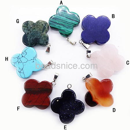 Natural gemstone pendant with flower shape design for women necklace making