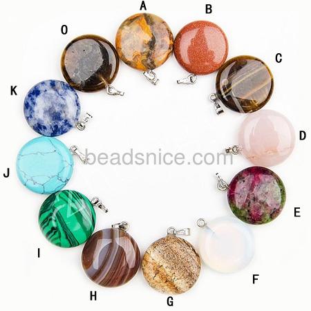 Natural gemstone pendant  round shape druzy pendant for necklace jewelry making