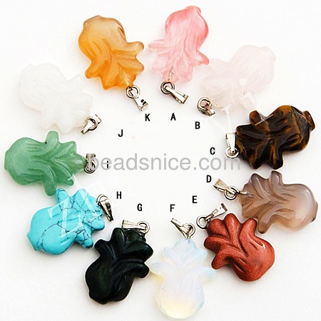 wholesale natural gemstone flower pendant for necklace finding