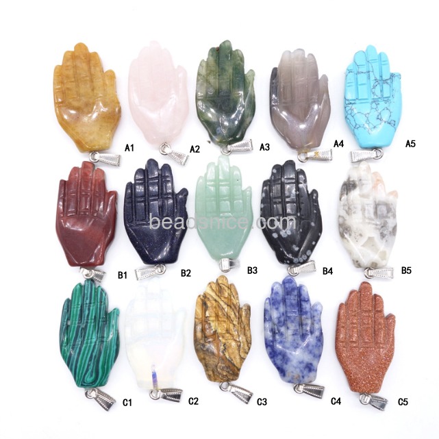 Ready for use with silver connector natural gemstone buddha mudra hand jesture shape pendant fit necklace